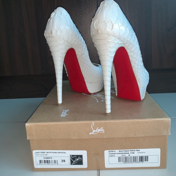 Christian Louboutin Shoes - Lady peep 150 python crystal. Open toe